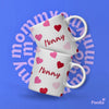 Custom mug with Mommy name, heart mug gift for mom, personalized ceramic cup, birthday gift for mother, special coffee mug for mom